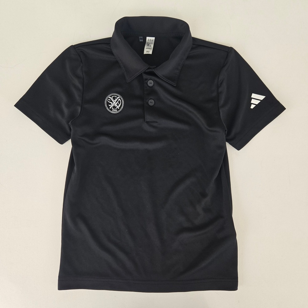 Adidas Polo Shirt Kids XS Black Short Sleeve Golf Soccer Athletic Jersey Stretch
